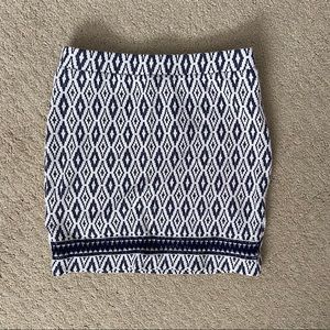 H&M Womens Navy & White Ikat Woven Mini Skirt Sz S